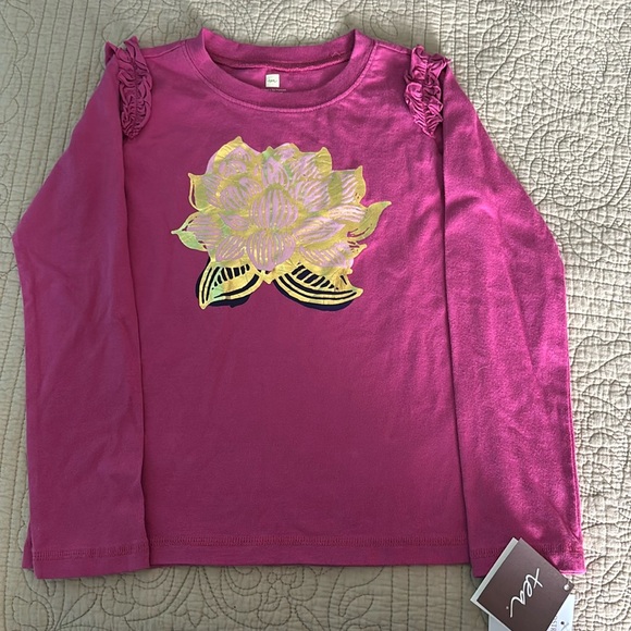 NEW🩷Tea Collection Girls Purple Floral Long Sleeve T-Shirt - Picture 1 of 4